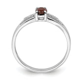 Sterling Silver Rhod-plated Diamond Garnet Ring